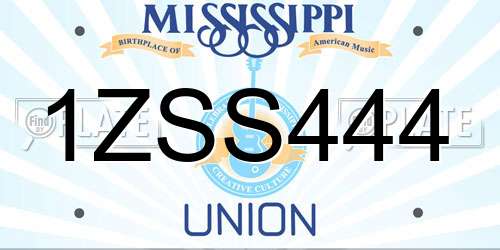 1ZSS444 Mississippi License Plate