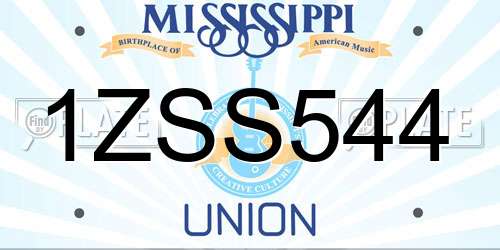 1ZSS544 Mississippi License Plate