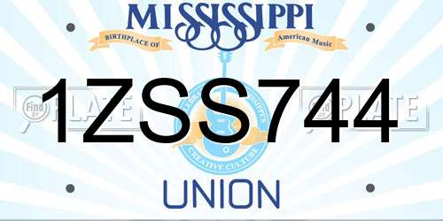 1ZSS744 Mississippi License Plate