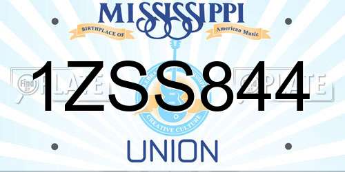 1ZSS844 Mississippi License Plate