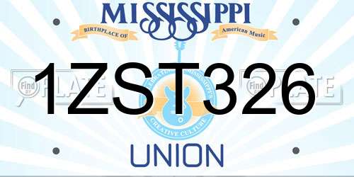 1ZST326 Mississippi License Plate