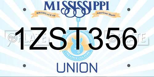 1ZST356 Mississippi License Plate