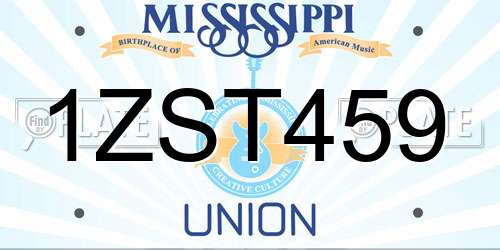 1ZST459 Mississippi License Plate