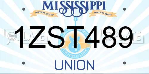 1ZST489 Mississippi License Plate
