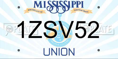1ZSV52 Mississippi License Plate