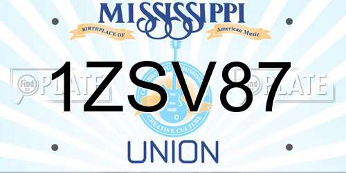 1ZSV87 Mississippi License Plate