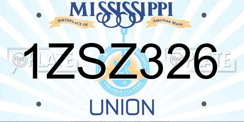 1ZSZ326 Mississippi License Plate