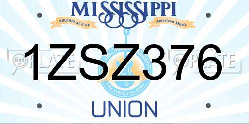 1ZSZ376 Mississippi License Plate