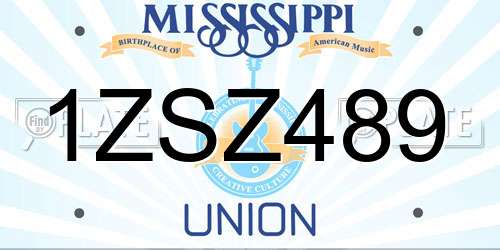 1ZSZ489 Mississippi License Plate