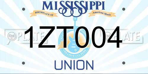 1ZT004 Mississippi License Plate