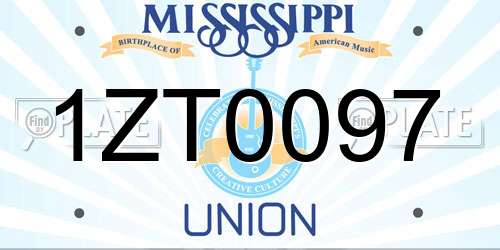 1ZT0097 Mississippi License Plate