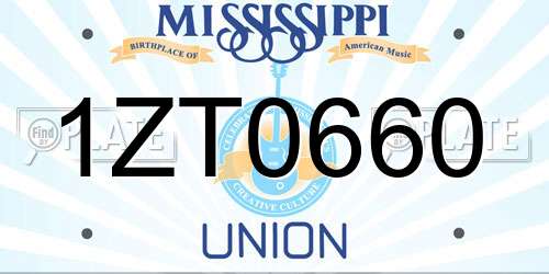 1ZT0660 Mississippi License Plate
