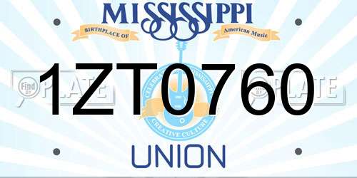 1ZT0760 Mississippi License Plate