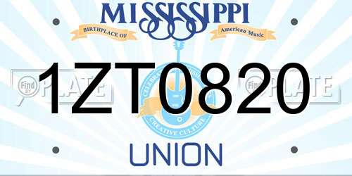 1ZT0820 Mississippi License Plate