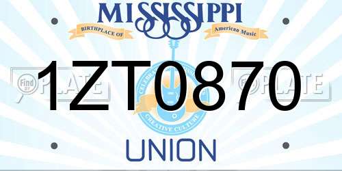 1ZT0870 Mississippi License Plate