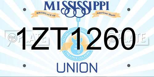 1ZT1260 Mississippi License Plate