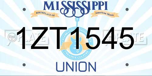 1ZT1545 Mississippi License Plate
