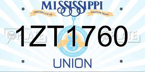 1ZT1760 Mississippi License Plate