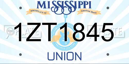 1ZT1845 Mississippi License Plate