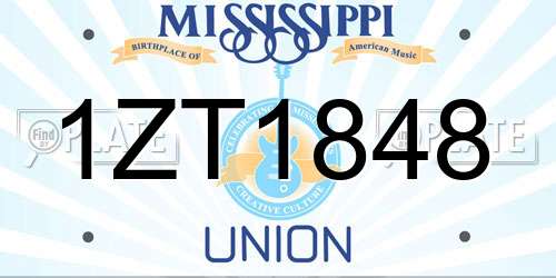 1ZT1848 Mississippi License Plate