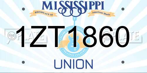 1ZT1860 Mississippi License Plate