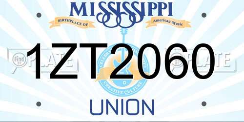 1ZT2060 Mississippi License Plate