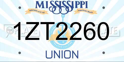 1ZT2260 Mississippi License Plate