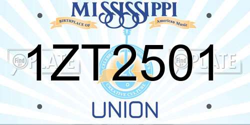 1ZT2501 Mississippi License Plate