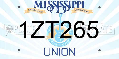 1ZT265 Mississippi License Plate