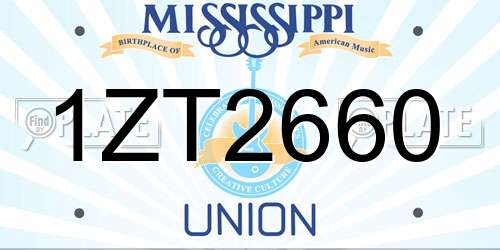 1ZT2660 Mississippi License Plate