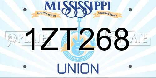1ZT268 Mississippi License Plate