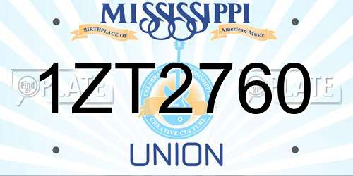 1ZT2760 Mississippi License Plate