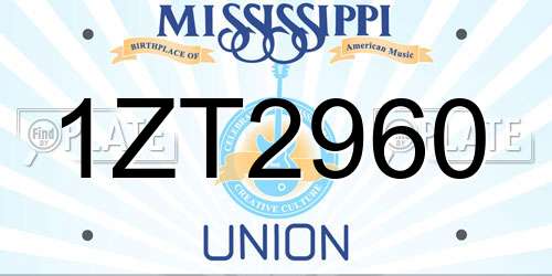 1ZT2960 Mississippi License Plate