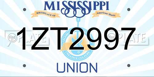 1ZT2997 Mississippi License Plate