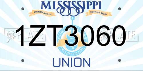 1ZT3060 Mississippi License Plate