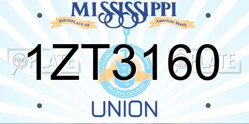 1ZT3160 Mississippi License Plate