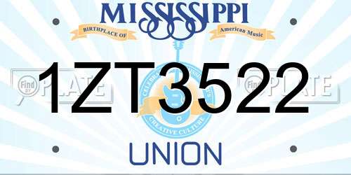 1ZT3522 Mississippi License Plate