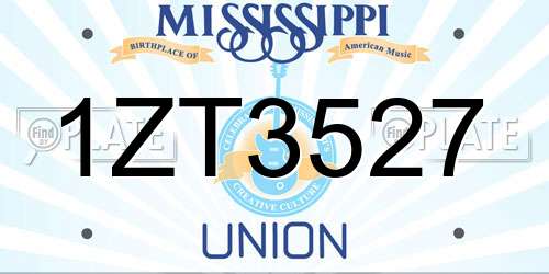 1ZT3527 Mississippi License Plate