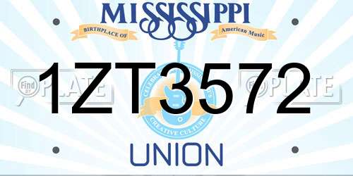 1ZT3572 Mississippi License Plate
