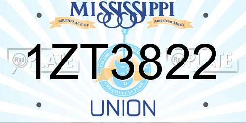 1ZT3822 Mississippi License Plate