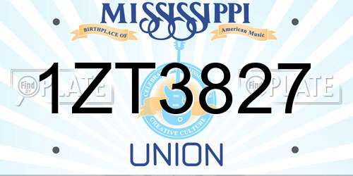 1ZT3827 Mississippi License Plate