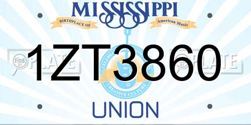 1ZT3860 Mississippi License Plate