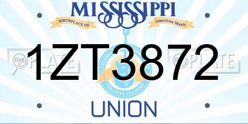 1ZT3872 Mississippi License Plate