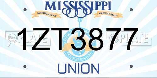 1ZT3877 Mississippi License Plate