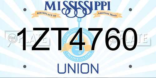 1ZT4760 Mississippi License Plate