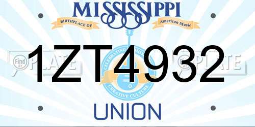 1ZT4932 Mississippi License Plate
