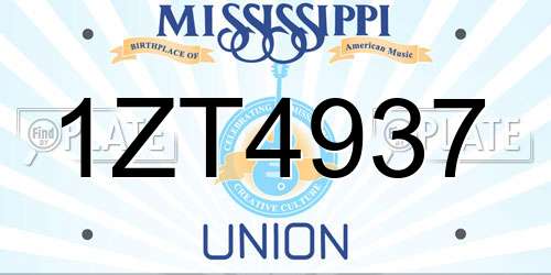 1ZT4937 Mississippi License Plate