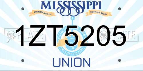 1ZT5205 Mississippi License Plate