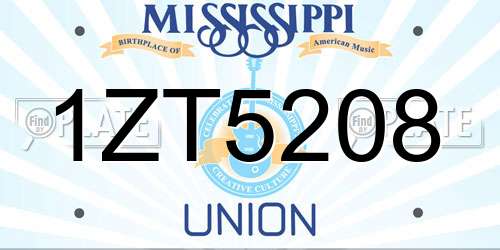 1ZT5208 Mississippi License Plate