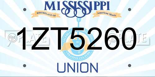 1ZT5260 Mississippi License Plate